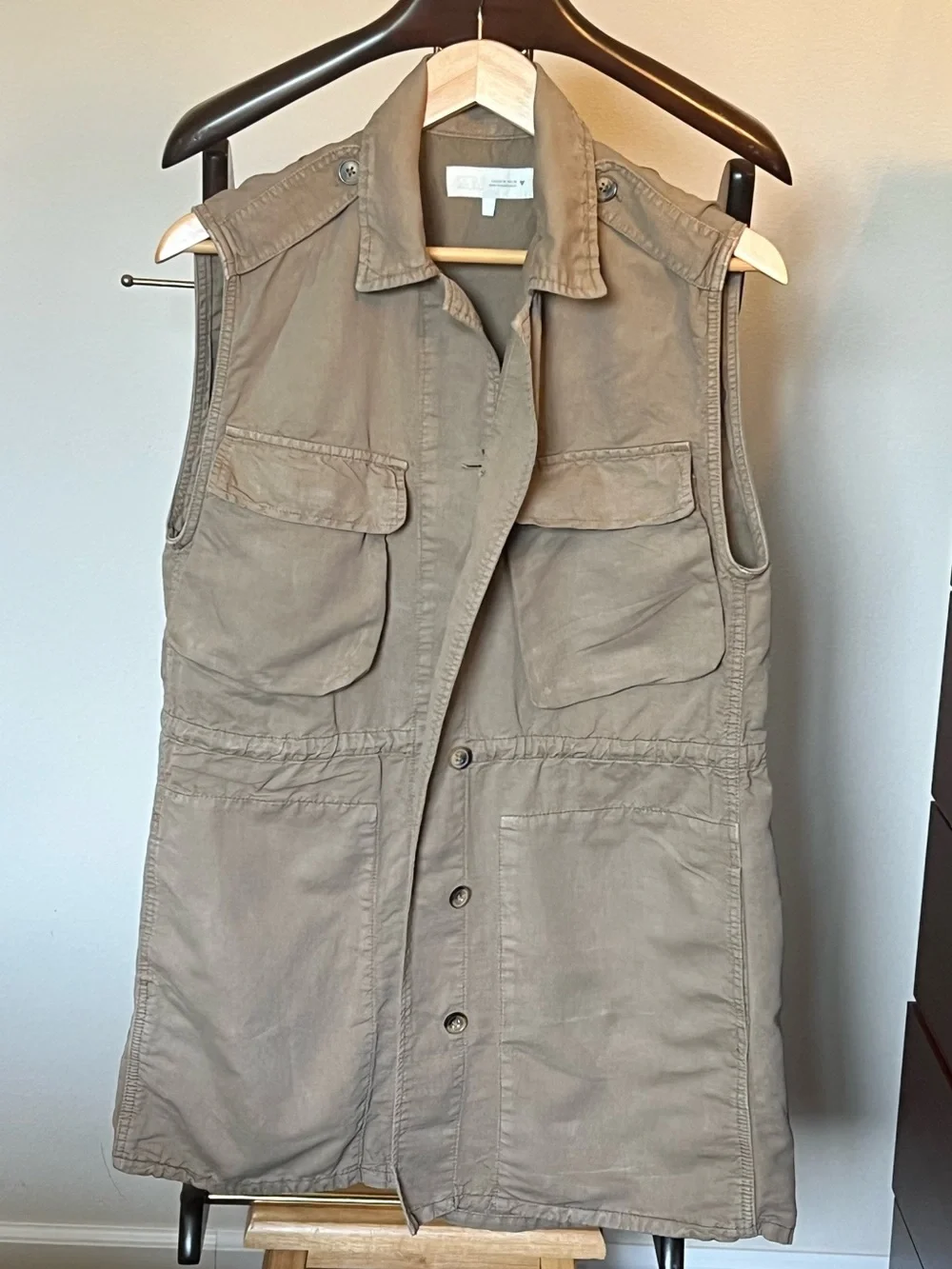 Zara Tan Safari Cargo Buttoned Mini Dress. Waist Drawstring. - Picture 4 of 12